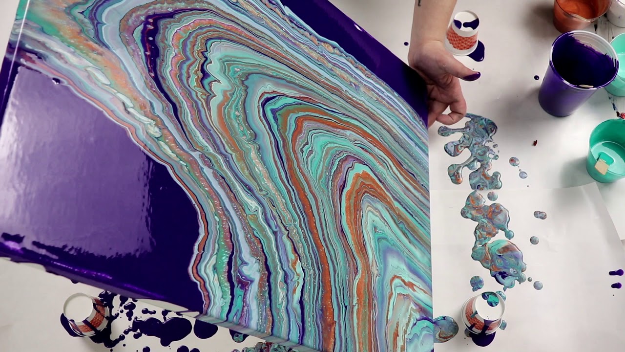 Negative Space Purple Geode Style Acrylic Pour | Acrylic Painting Technique