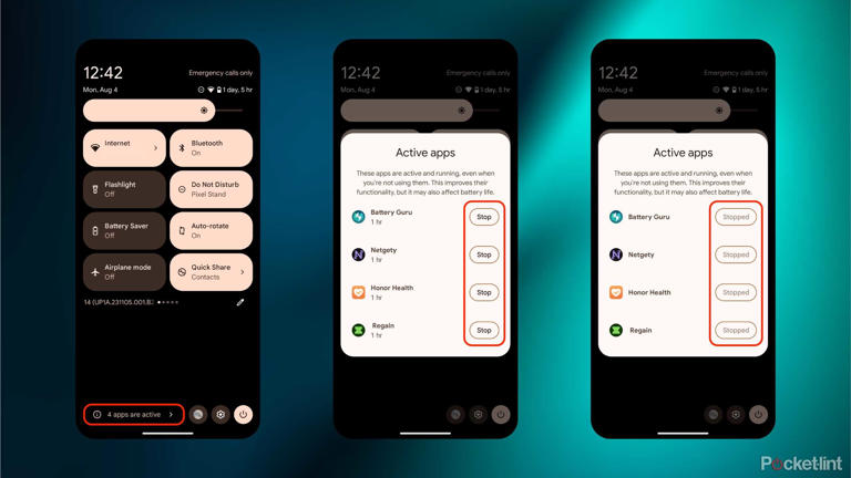 Android restricting apps' background access screenshots