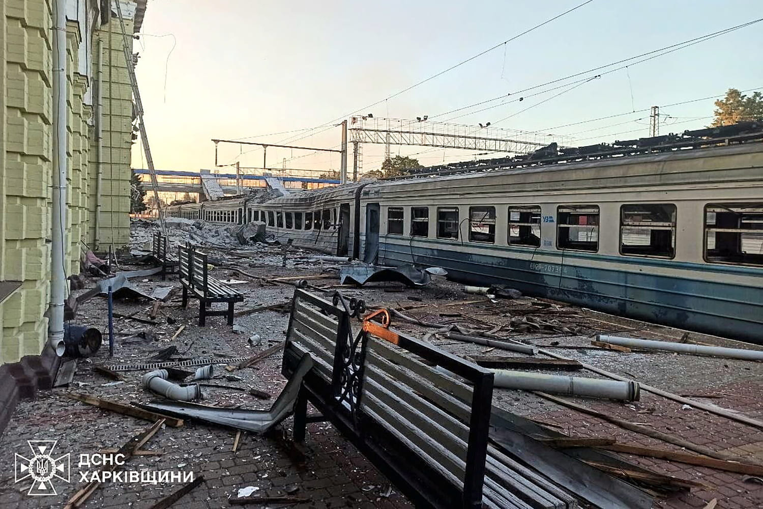 Aftermath of a Russian drone attack in Kharkiv region (State Emergency Service of Ukrai / via Reuters)