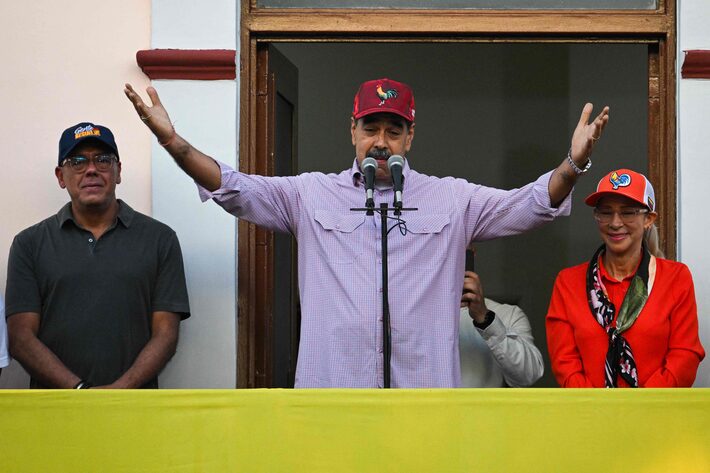 O ditador da Venezuela, Nicolás Maduro, discursa no Palácio de Miraflores, em Caracas, Venezuela Foto: Federico Parra/AFP