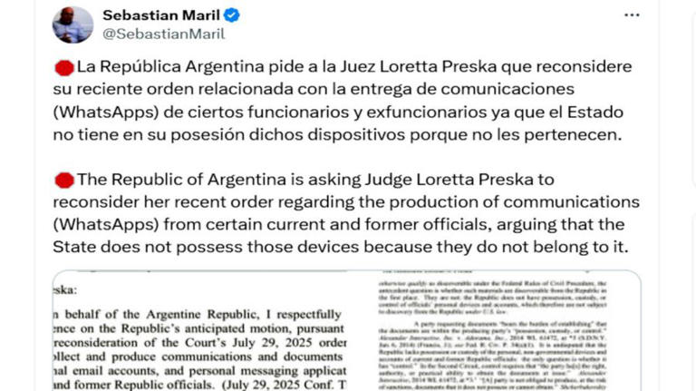 El posteo de Sebastián Maril