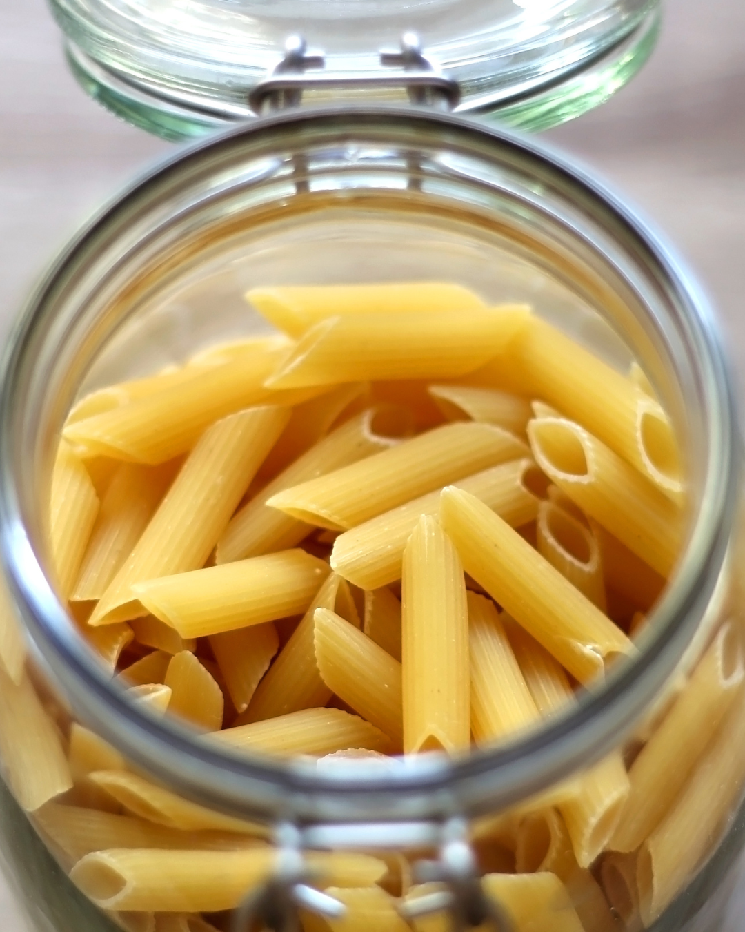 looking into a pasta jar
