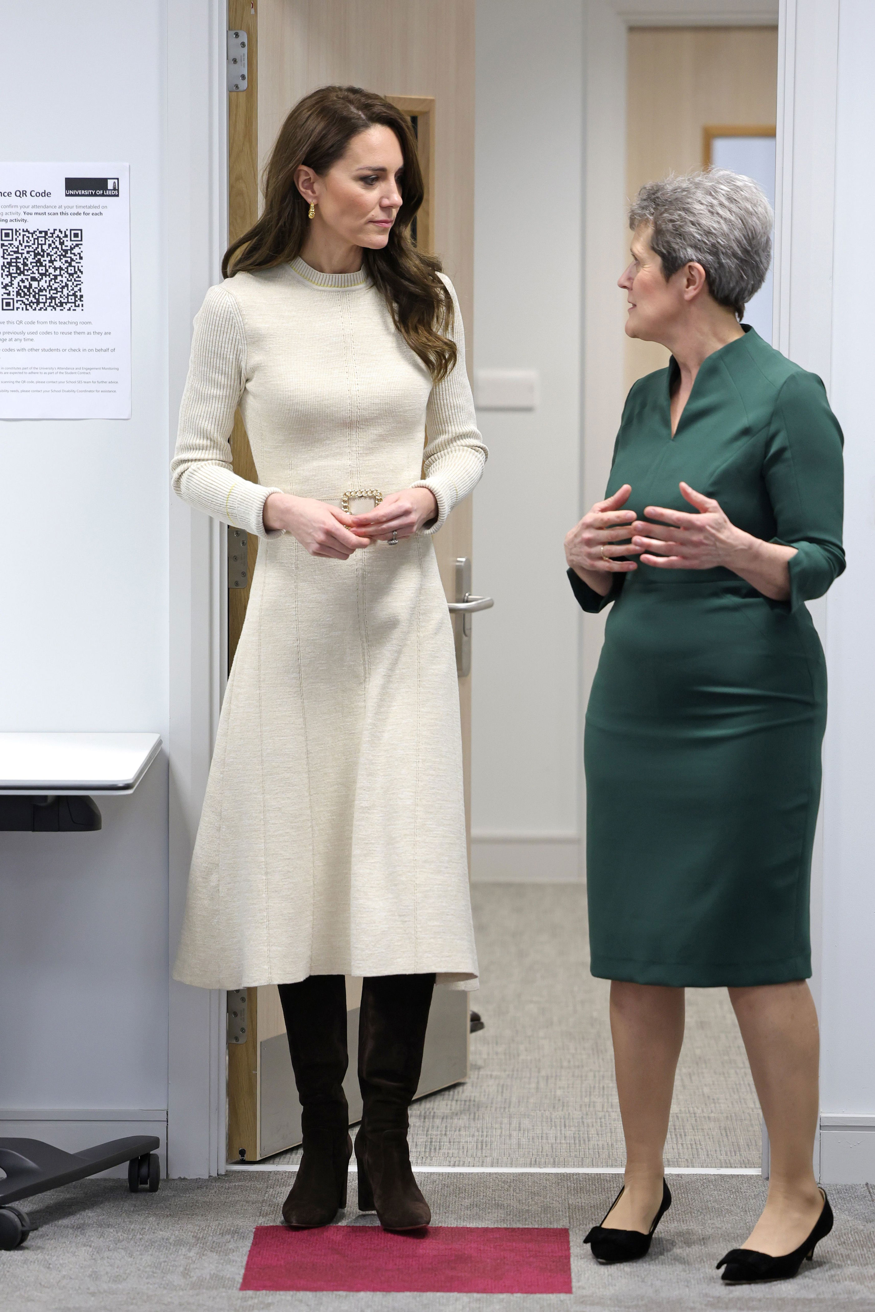 La princesse de Galles en Victoria Beckham, à Leeds, le 31 janvier 2023.