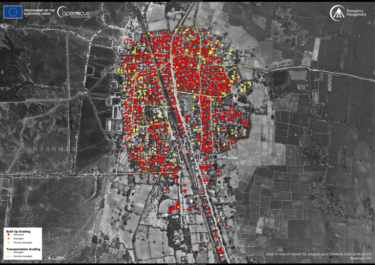 Myanmar earthquake today map
