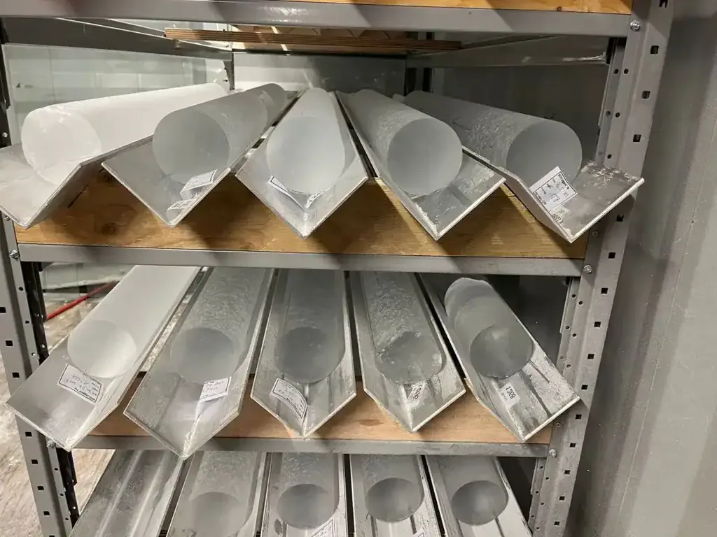 The ice cores are stored and distributed across research institutes. Credit: PNRA/IPEV.