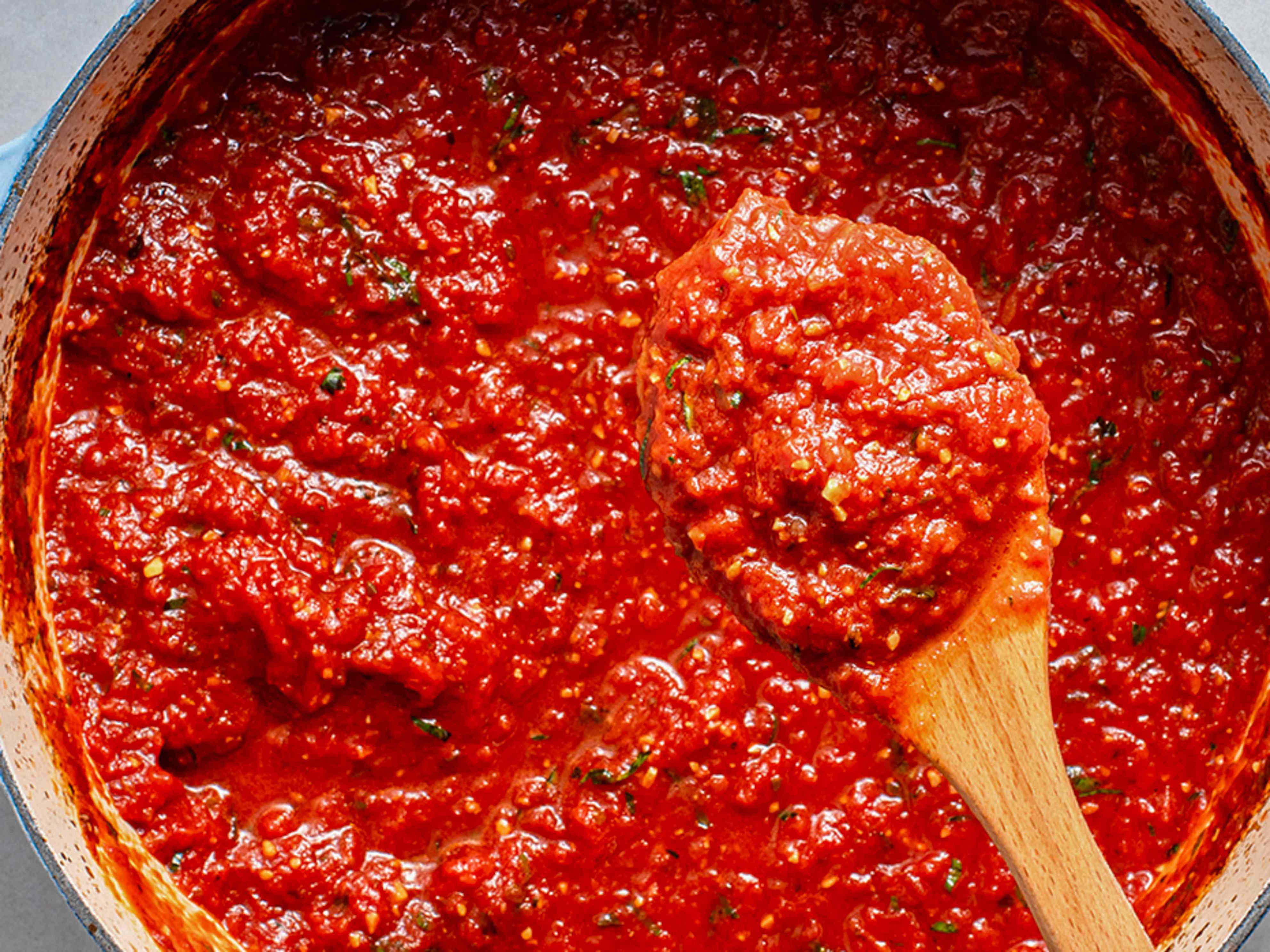 For sweeter, never-bitter tomato sauce, I always do this one step first