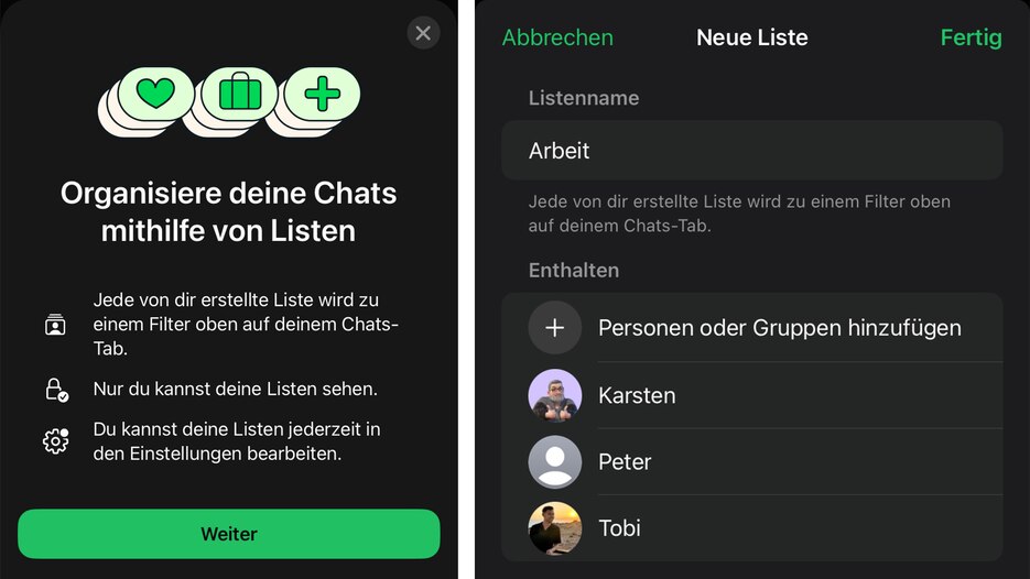 Mit den individuellen Listen können Sie die Ansicht beliebig sortieren.