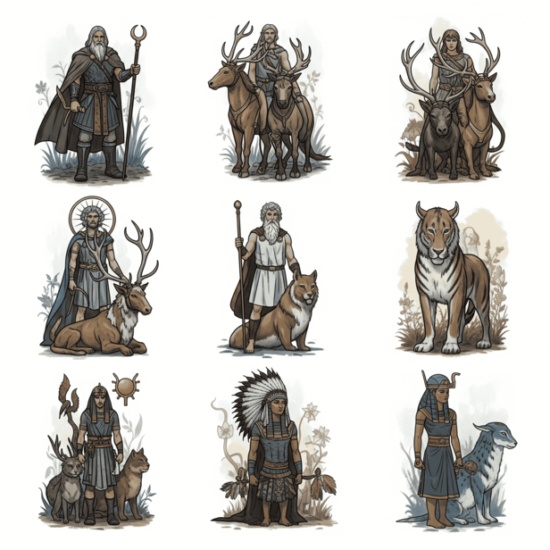 Ancient bonds: Gods, heroes, and their animal guides.