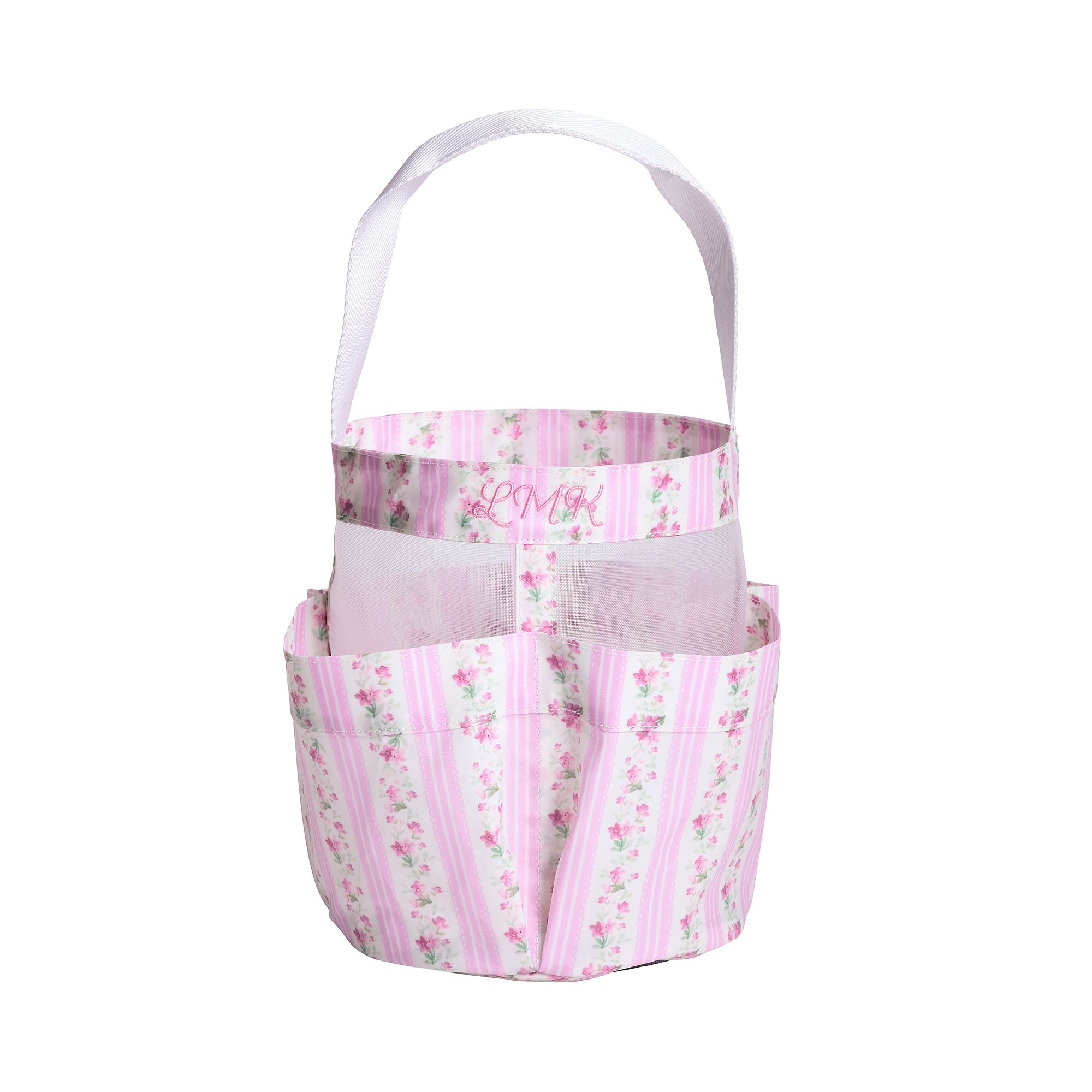 Pottery Barn Teen pink patterned shower caddy