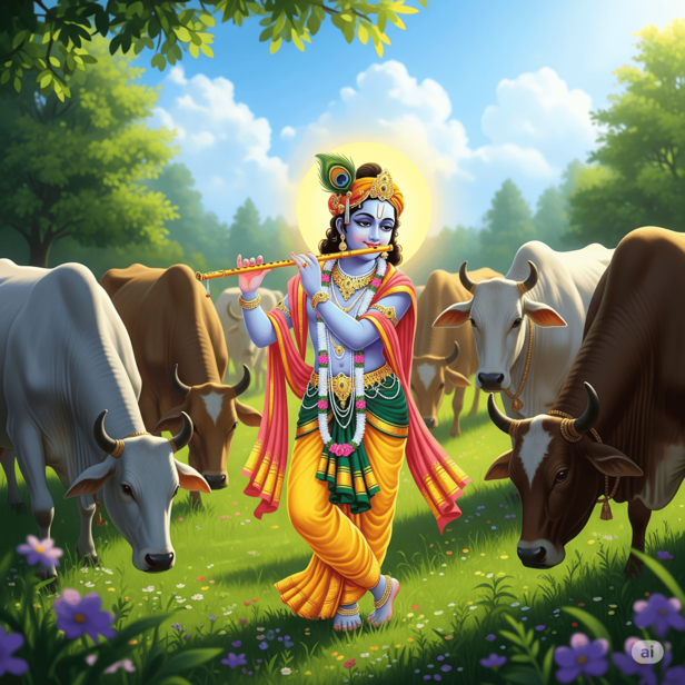 Compassionate Krishna, protector of all creation.