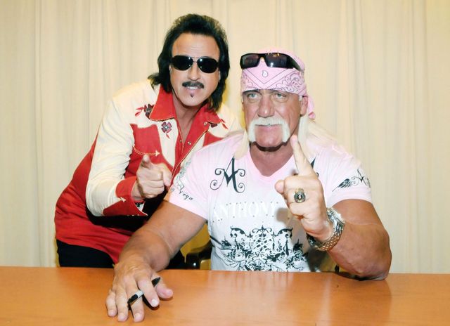 Hulk Hogan and Jimmy Hart during Hogan's promotion for his book