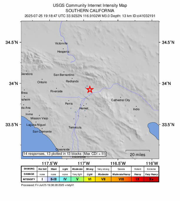 Earthquake ca today