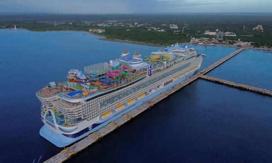 Royal Caribbean's Icon of the Seas, the largest cruise ship in the world, is docked in Mahahual