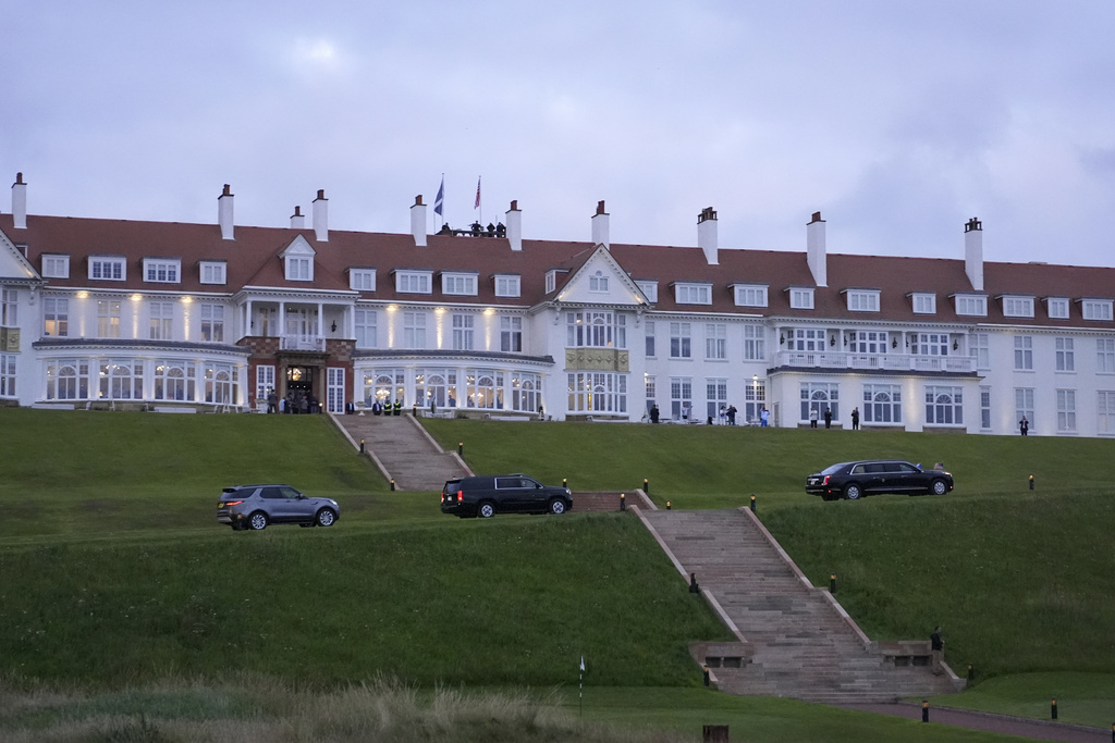 Trump's trip to Scotland as his new golf course opens blurs politics and  the family's business