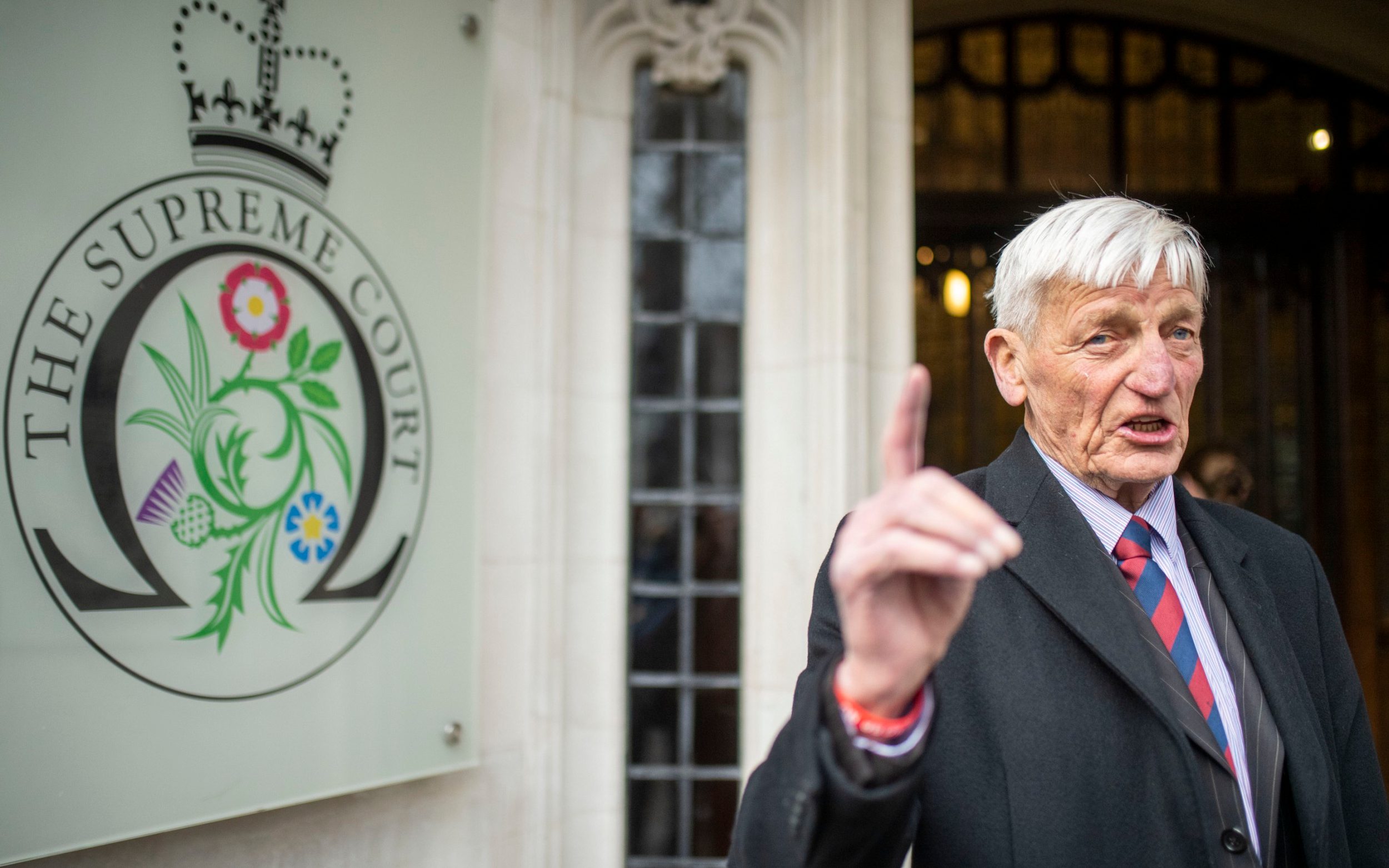 Dennis Hutchings outside the Supreme Court