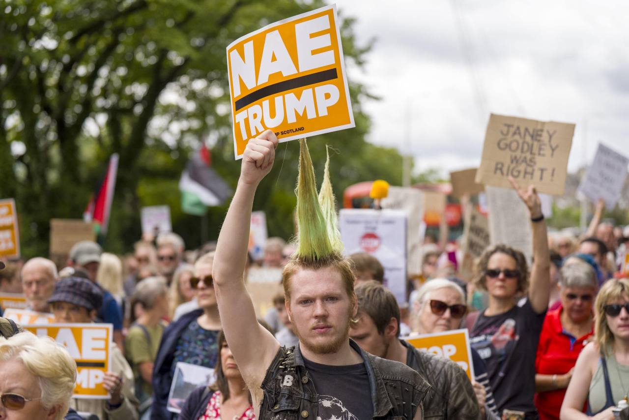 Trump Sought Escape on His Summer Golf Vacation. Some Scots Thought Otherwise.
