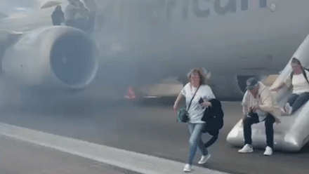 American Airlines plane engulfed in flames
