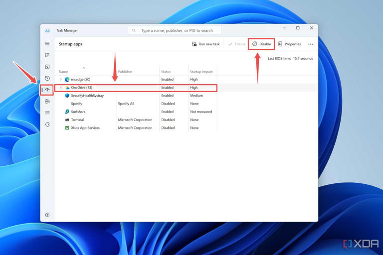 The procedure to disable Startup apps using Task Manager on Windows 11