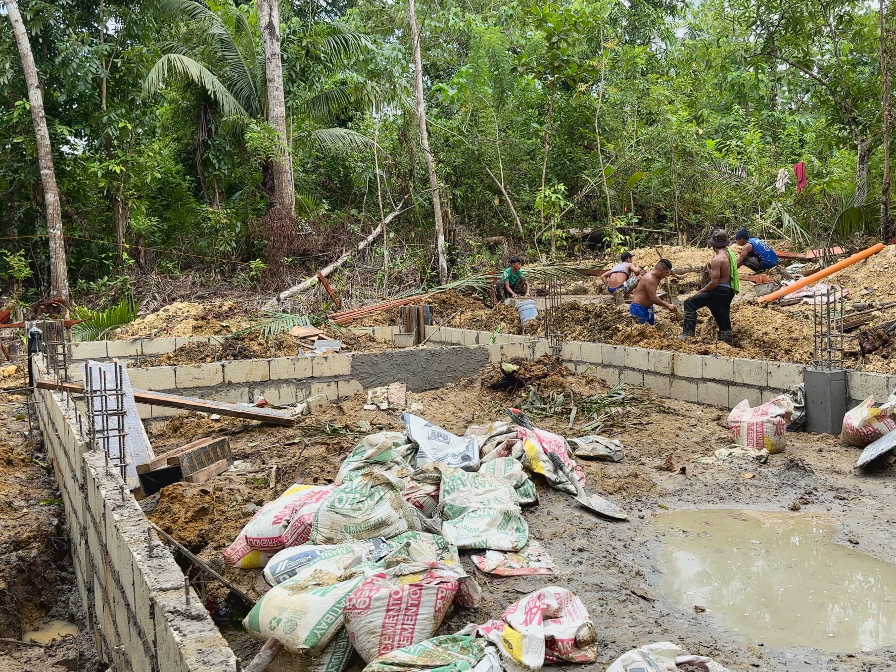 A progress photo of the construction of the house.