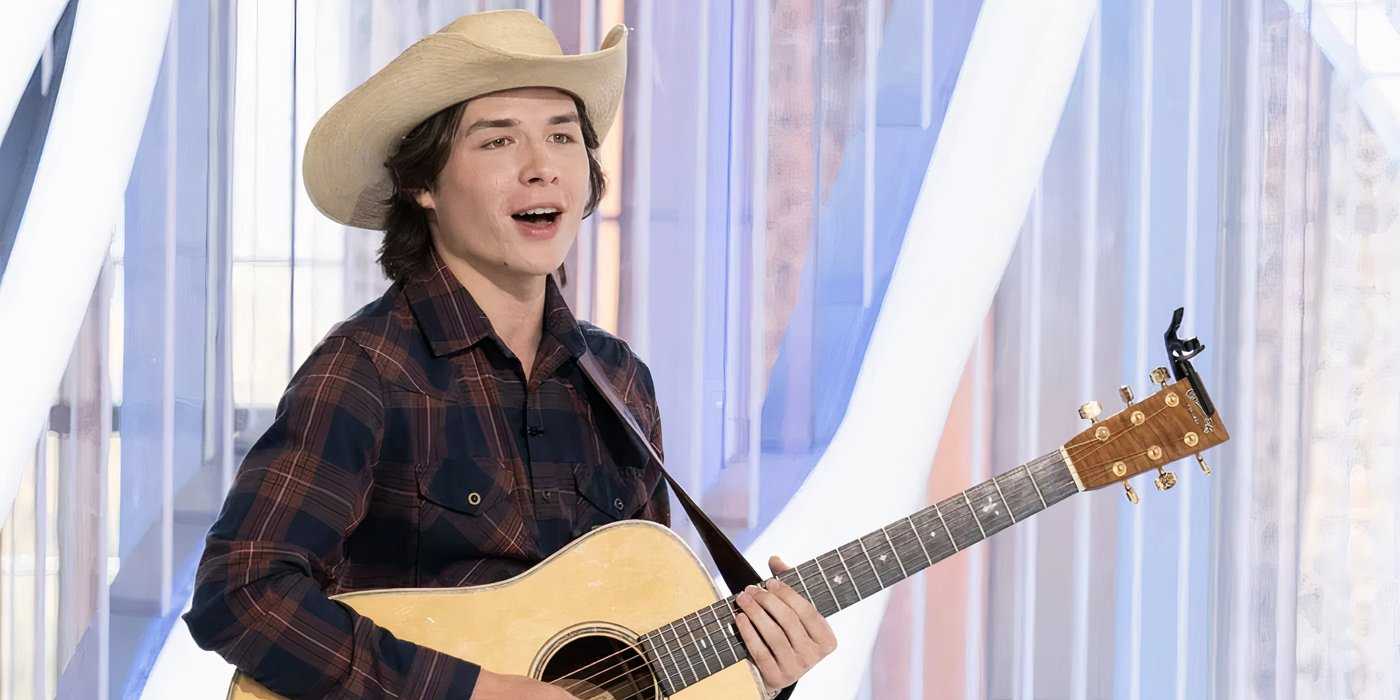 American Idol Season 23 Contestant John Foster Singing At His Audition With His Guitar