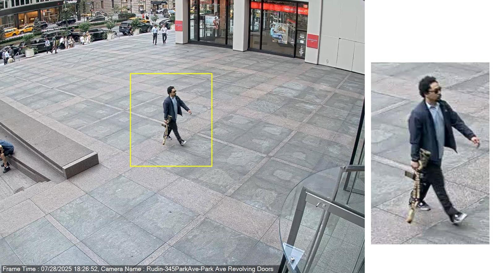 A surveillance photo of the suspected gunman who shot 2 NYPD officers and 2 civilians in Midtown Manhattan on July 28, 2025. / Credit: CBS News New York