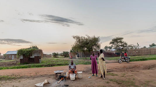 Paska Itwari Beda's neighbours set up a doughnut stand in Juba, South Sudan, Wednesday, May 26, 2021.