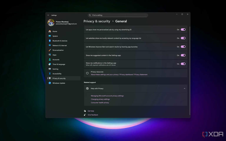 Disable tracking from Privacy and Security settings