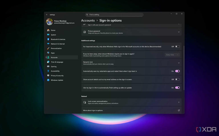Windows 11 sign-in options