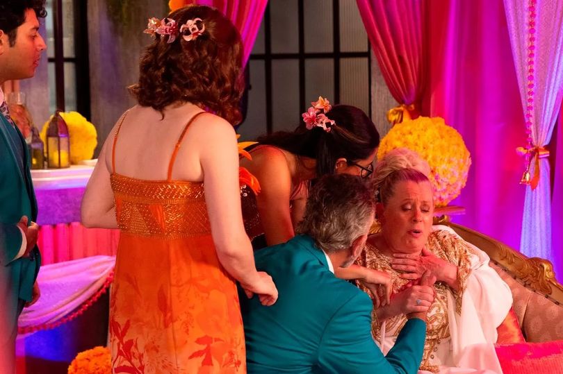 Bernie takes a turn during the wedding ceremony