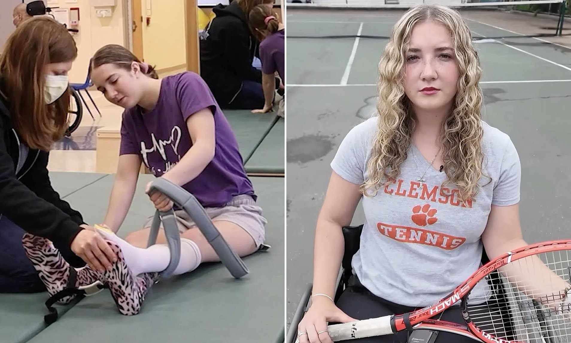 Teen gymnast who suffered spinal cord injury while skiing makes