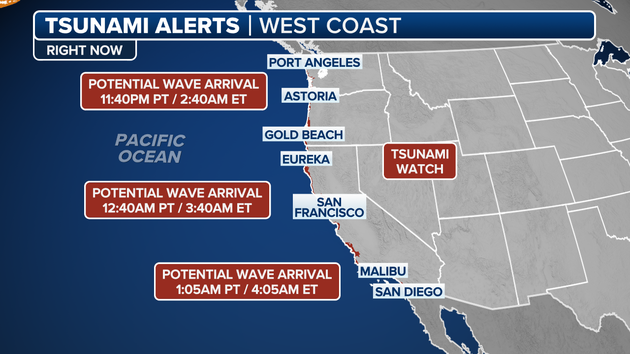 Tsunami alerts triggered for entire U.S. West Coast, Alaska, Hawaii ...
