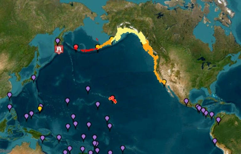 How far inland did tsunami go in japan