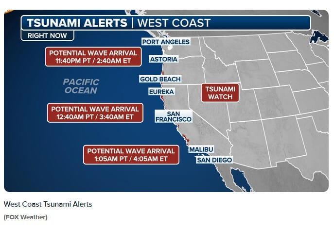 Ca tsunami map