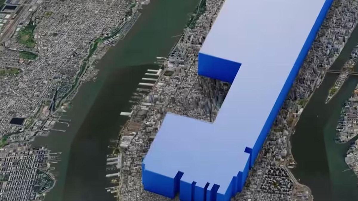 Metas geplantes Rechenzentrum im Größenvergleich zum New Yorker Stadtteil Manhattan.