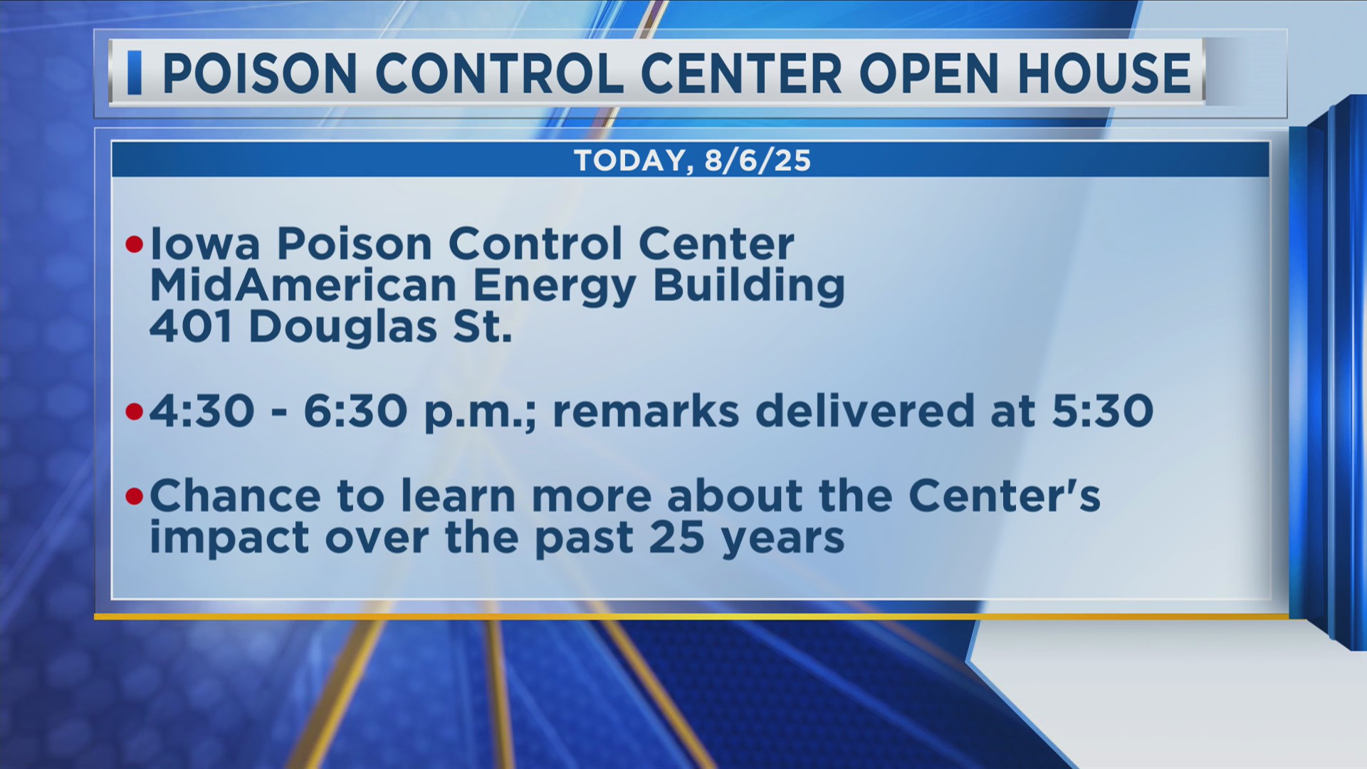 Sioux City Iowa Poison Control Open House Today 8-6-25