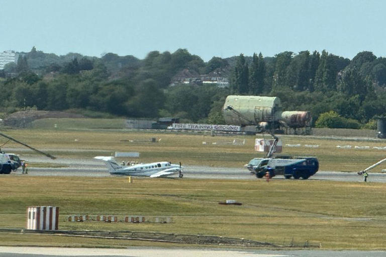 Photos taken by a passenger show a light aircraft on the runway