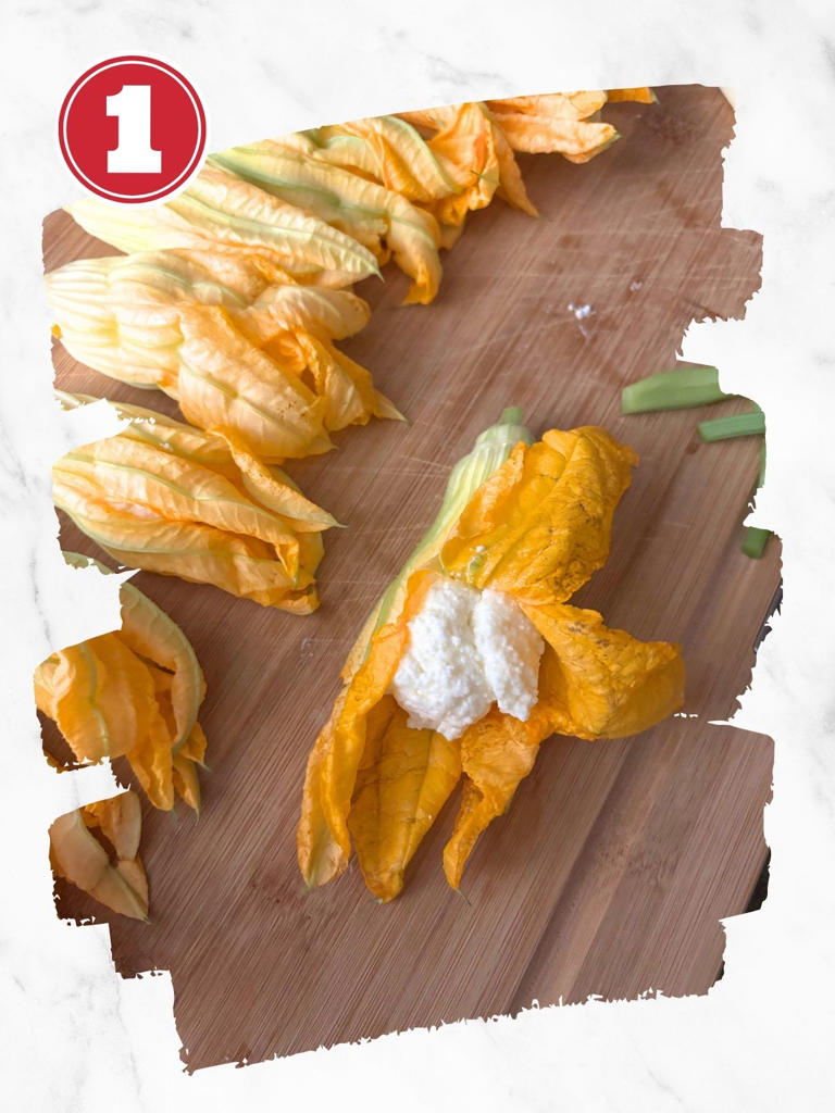 Easy to make Italian stuffed zucchini flowers