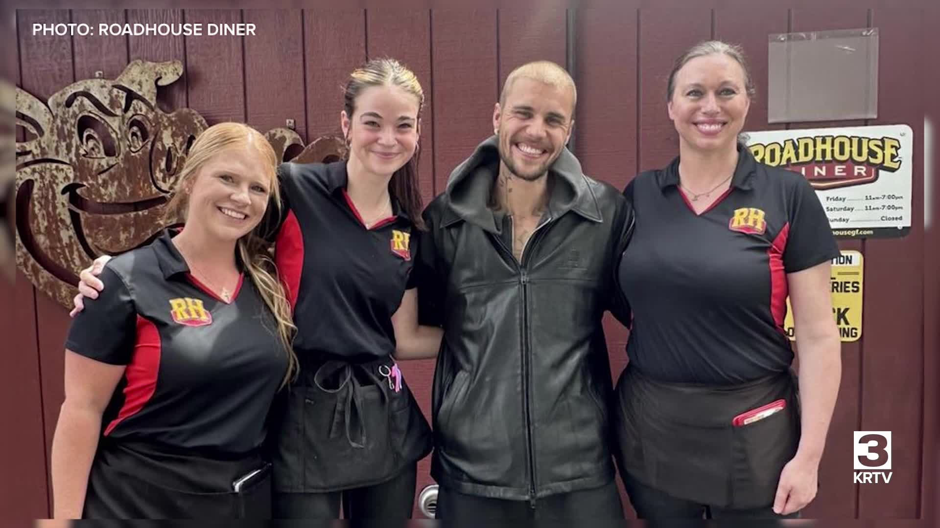 Justin Bieber stops by the Roadhouse Diner in Great Falls