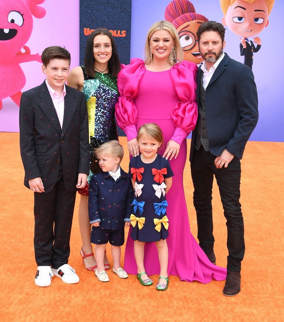 Seth Blackstock, Remington Alexander Blackstock, Savannah Blackstock, Kelly Clarkson, River Rose Blackstock, and Brandon Blackstock arrives at the STX Films World Premiere Of