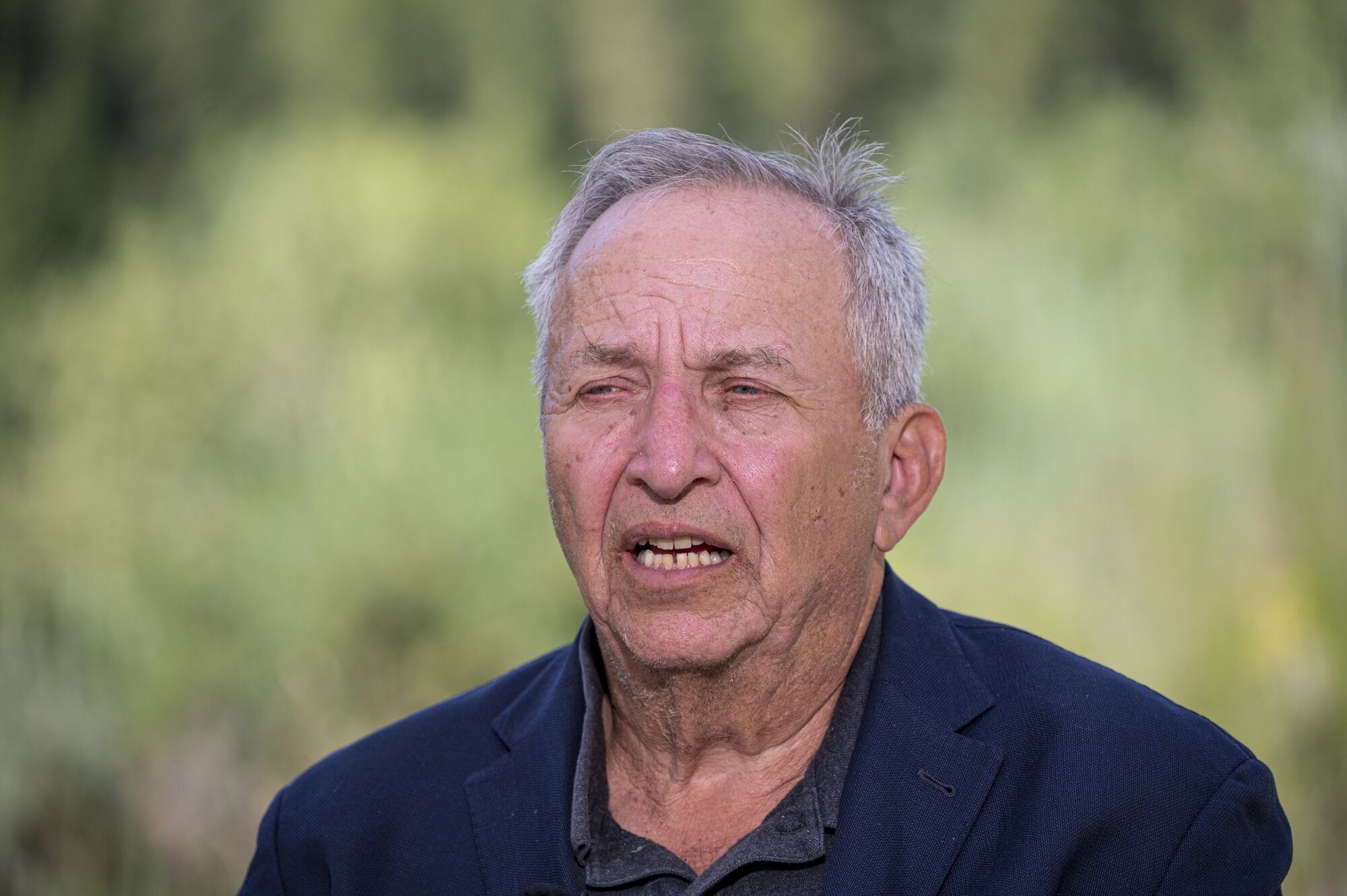 Larry Summers, president emeritus and professor at Harvard University, during a Bloomberg Television interview at the Allen & Co. Media and Technology Conference in Sun Valley, Idaho, US, on Thursday, July 13, 2023. The summit is typically a hotbed for etching out mergers over handshakes, but could take on a much different tone this year against the backdrop of lackluster deal volume, inflation and higher interest rates.
