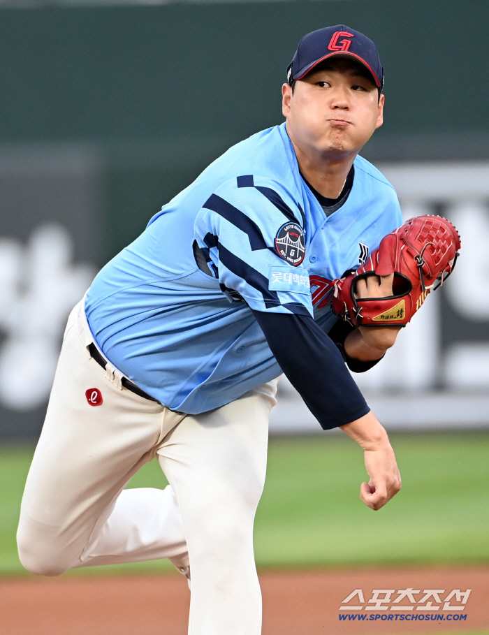 Lotte starter Na Kyun-an's hard throw