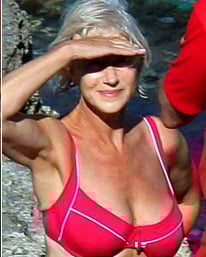 Bikini bombshell Helen Mirren, at that time 63 years old (Supplied)