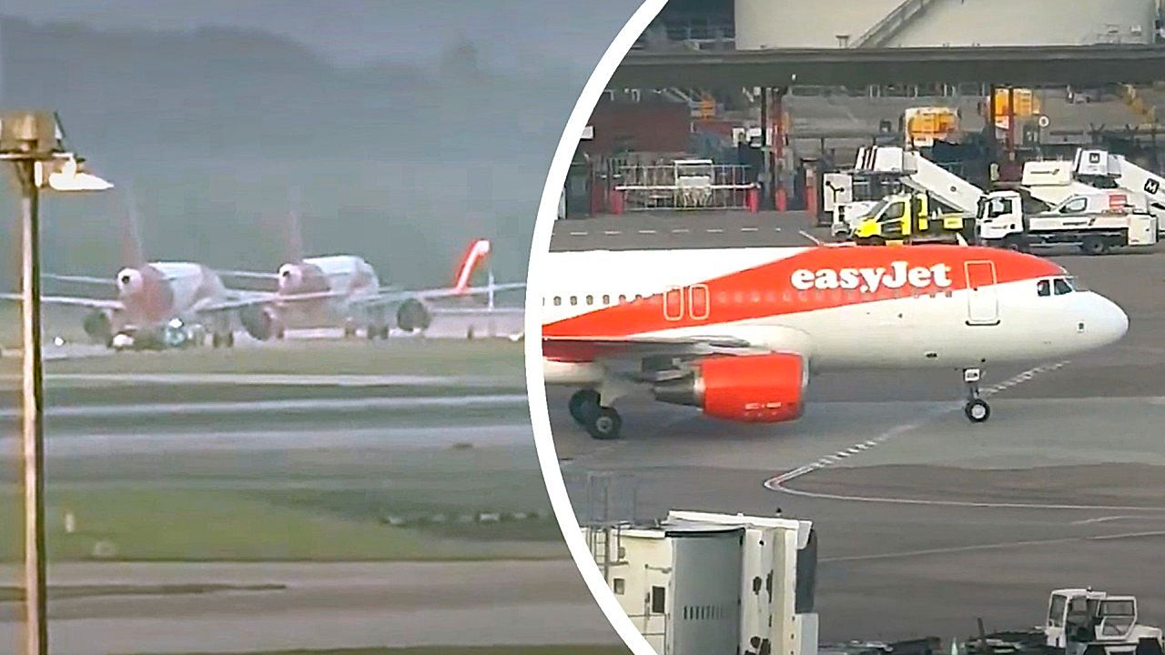 Two EasyJet planes clip wings at Manchester Airport