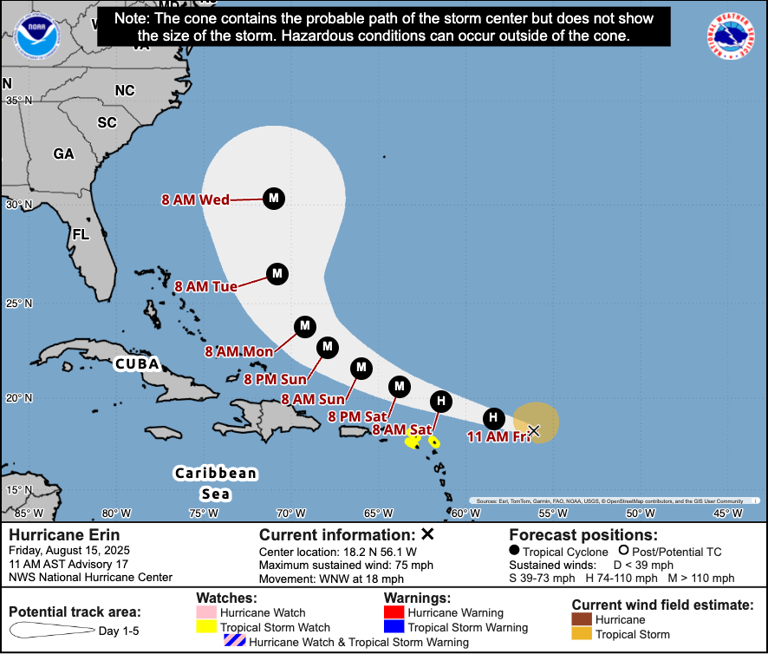 Erin update: Former tropical storm Erin becomes the season's first ...