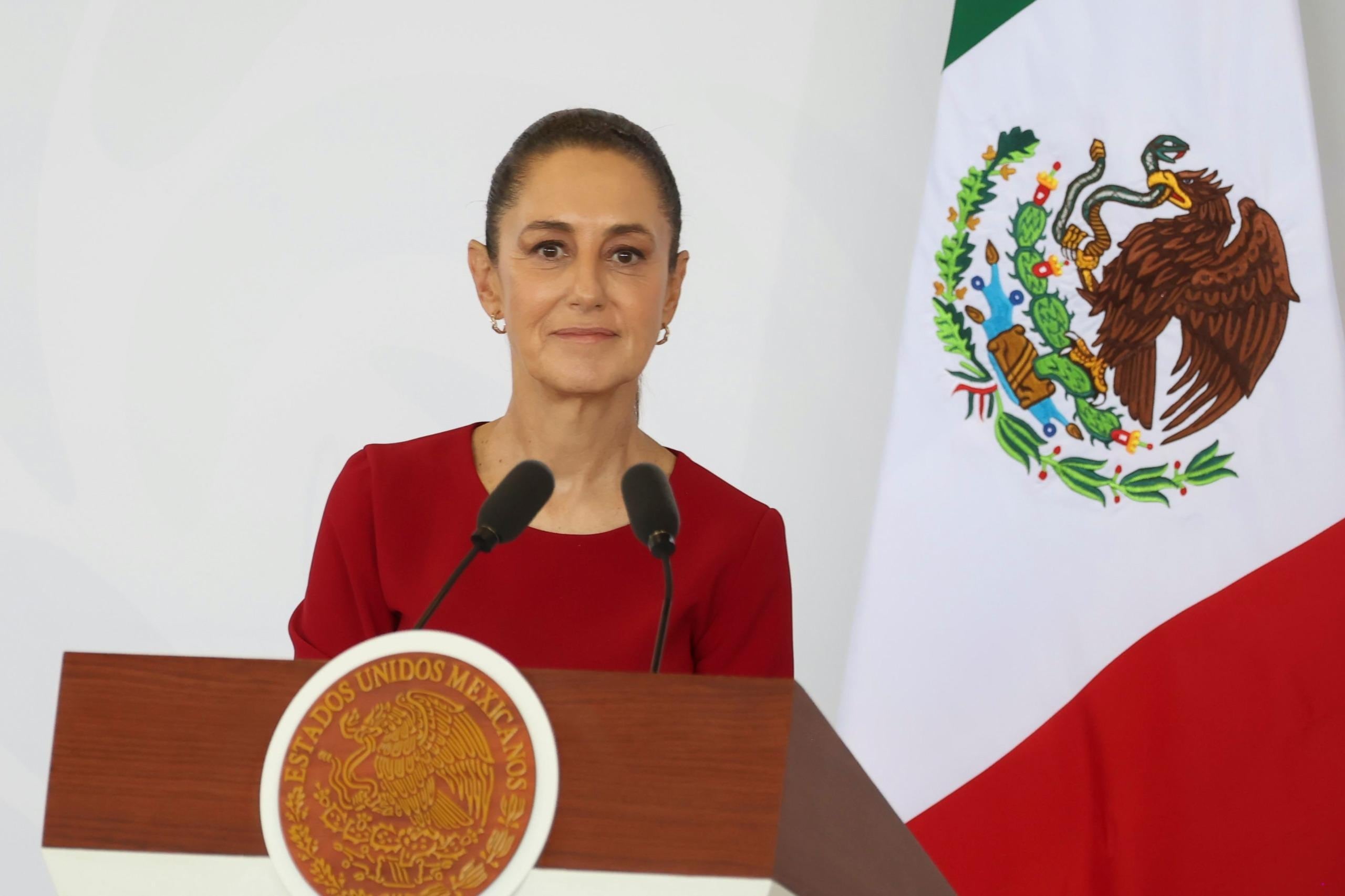 La presidenta Claudia Sheinbaum en su 'Conferencia del Pueblo' del 15 de agosto del 2025. | Crédito: Presidencia