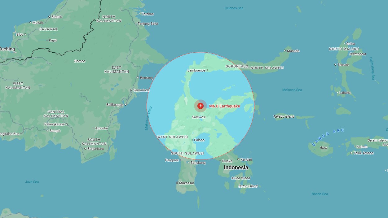 Magnitude 6 Earthquake Strikes Indonesian Island Of Sulawesi