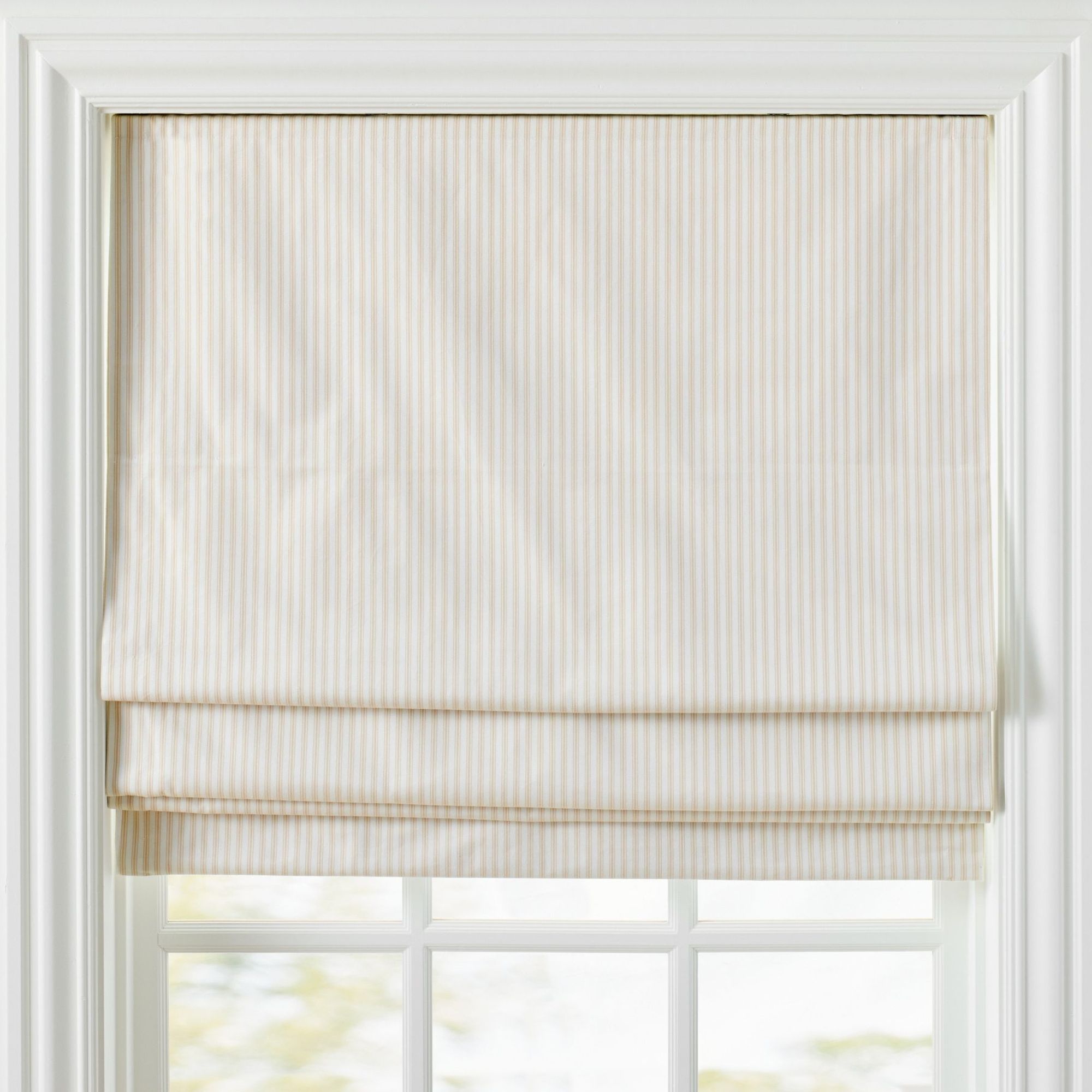 Striped cream and white roman blinds