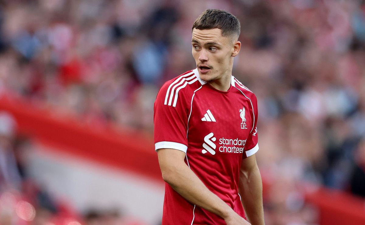 Florian Wirtz con el Liverpool. (Photo by Carl Recine/Getty Images)