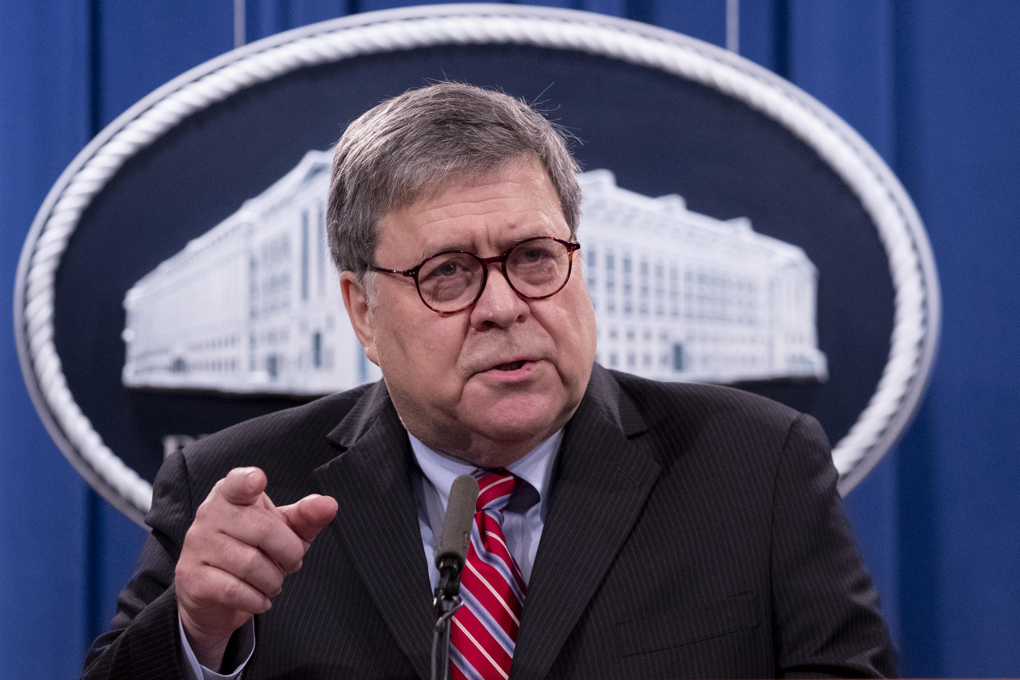 William Barr at the Justice Dept. in 2020 / Credit: Michael Reynolds/EPA/Bloomberg/Getty Images