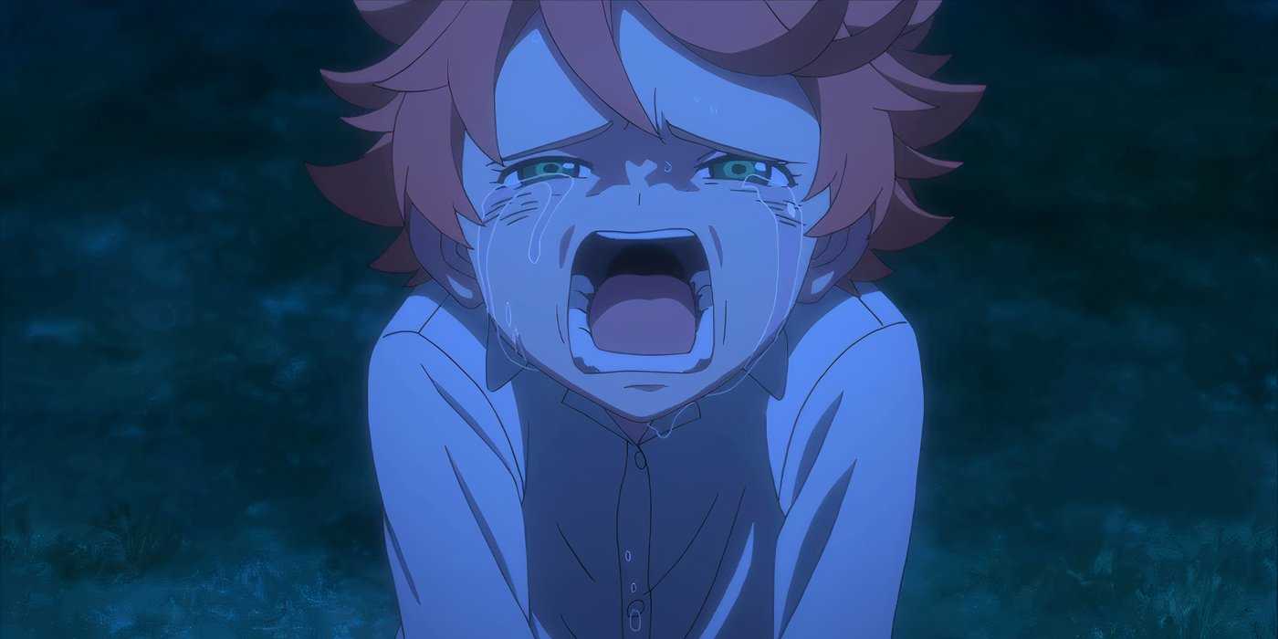 Emma crying in The Promised Neverland.